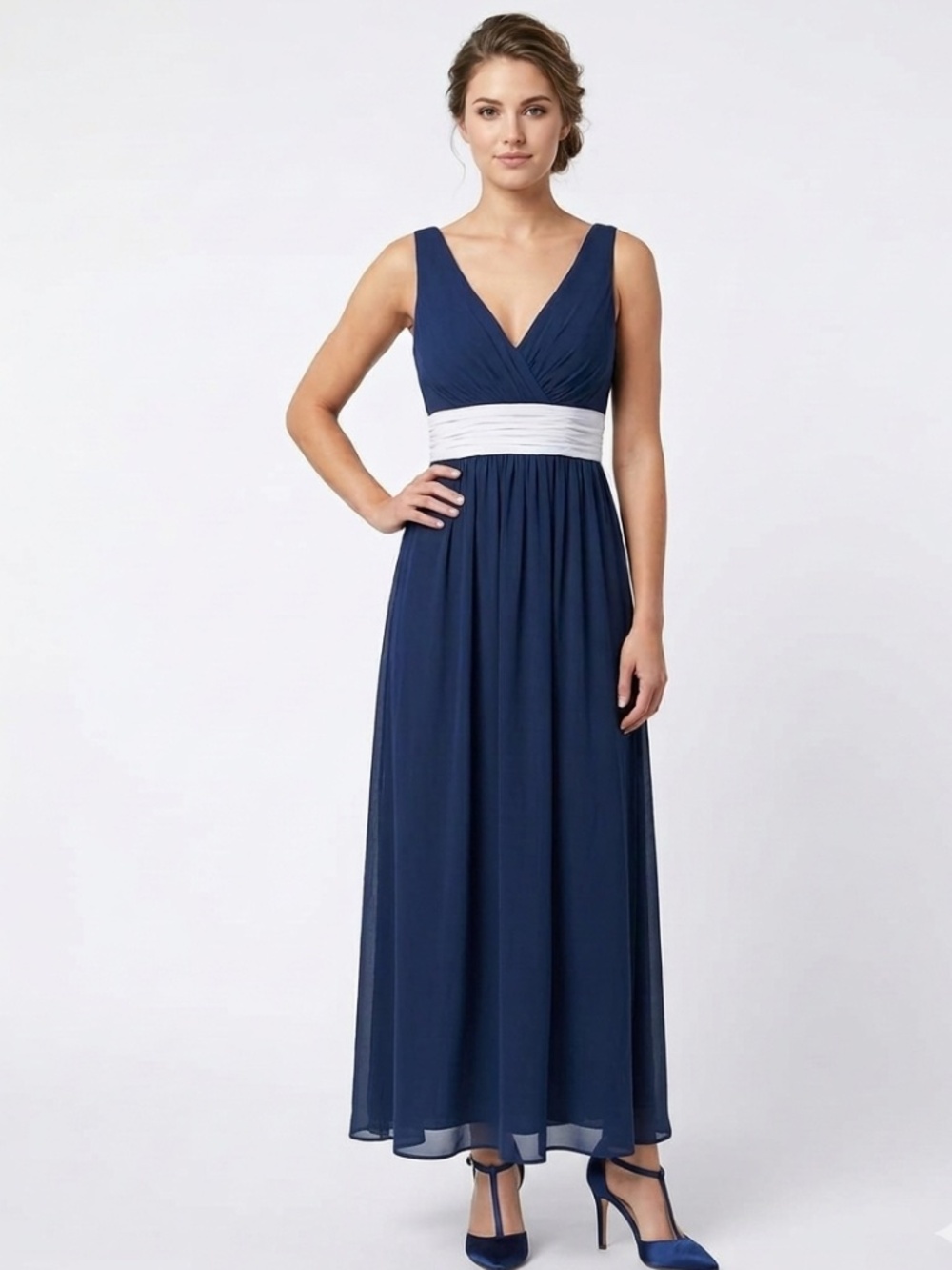 Bari Jay Navy Blue Floor Length Gown
